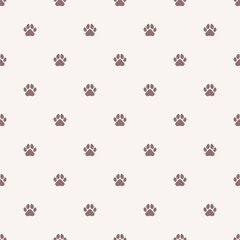 Dog or cat paw print, vector seamless pattern
