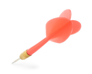 One red dart arrow in air isolated on white