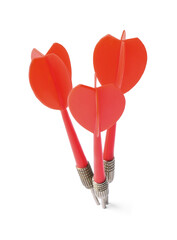 Red dart arrows isolated on white. Sports equipment