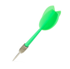 One green dart arrow in air isolated on white