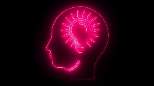 A glowing light bulb that have a glowing human brain inside. 