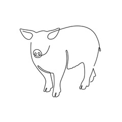 pig line art logo continuous line