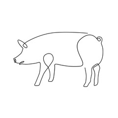 pig line art logo continuous line