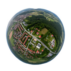 Aerial View: Village & Green Space on trasparent background