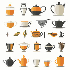 Assorted Teapots and Cups Vector Illustration with Clean Design Style