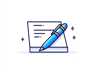 A blue pen resting on a notepad with lines, symbolizing writing and creativity
