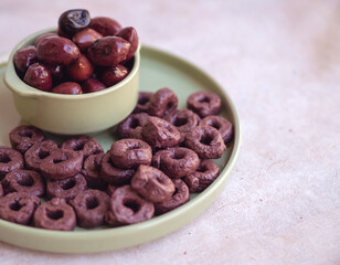 Italian Black  Taralli with olives .Bread snacks