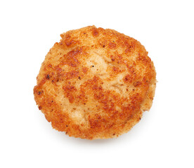 One delicious roasted patty isolated on white, top view