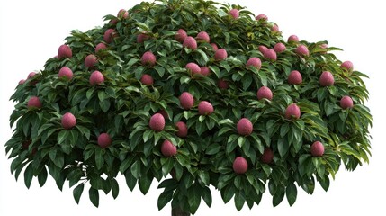 Obraz premium Lush Lychee Tree with Abundant Fruits and Vibrant Green Foliage