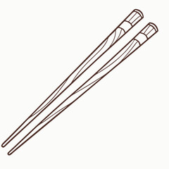 wooden chopsticks on white background on white background