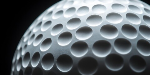 close-up golf ball, focusing on its intricate textures and design elements.