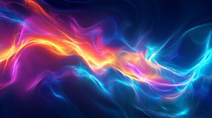 Fototapeta premium Ocean of fractal light patterns, glowing waves in motion, vibrant and soft colors, music-inspired background, surreal and calming