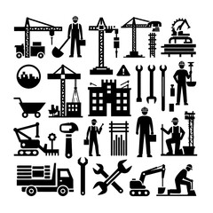 Construction icon black and white vector