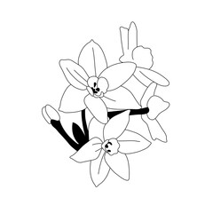 line art daffodil flower