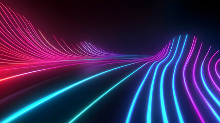 
Futuristic abstract design with glowing neon lines and minimalist black space in the background
