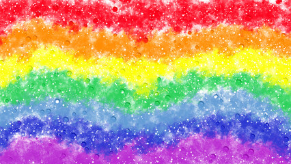 Rainbow Watercolor Background with Raindrops