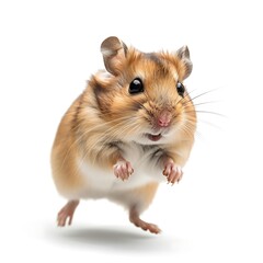 Hamster in Action: A dynamic shot captures a hamster mid-stride, showcasing its energetic personality. Its curious eyes and tiny paws add to the charm. 
