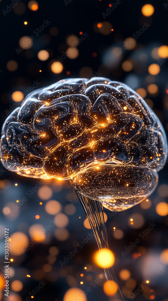 Poster A mesmerizing display of an abstract network mimicking a brain, illuminated by flowing data streams that evoke the essence of artificial intelligence in motion