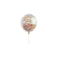 Colorful Confetti Balloon with Transparent Surface and Golden String