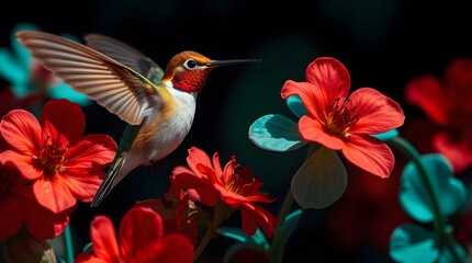 Hummingbird with Flowers