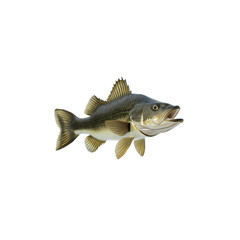 Naklejka premium Largemouth Bass Swimming Gracefully in Clear Water Environment