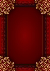 Luxury Red Background with Mandala Frame
