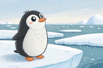 penguin, christmas, snow, winter, cartoon, bird, illustration, cold, animal, ice, vector, holiday, cute, fun, penguins, card, happy, hat, blue, nature, white, funny, xmas, snowman, character