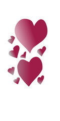 red hearts on white background