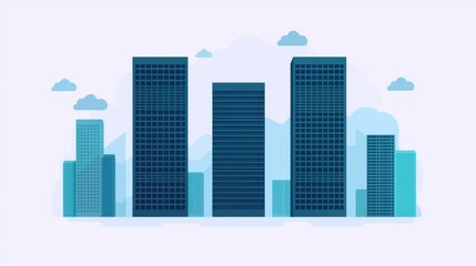 Obraz premium Service-oriented architecture concept. Stunning Minimalist Isometric Cityscape with Sleek Skyscrapers and Modern Architecture