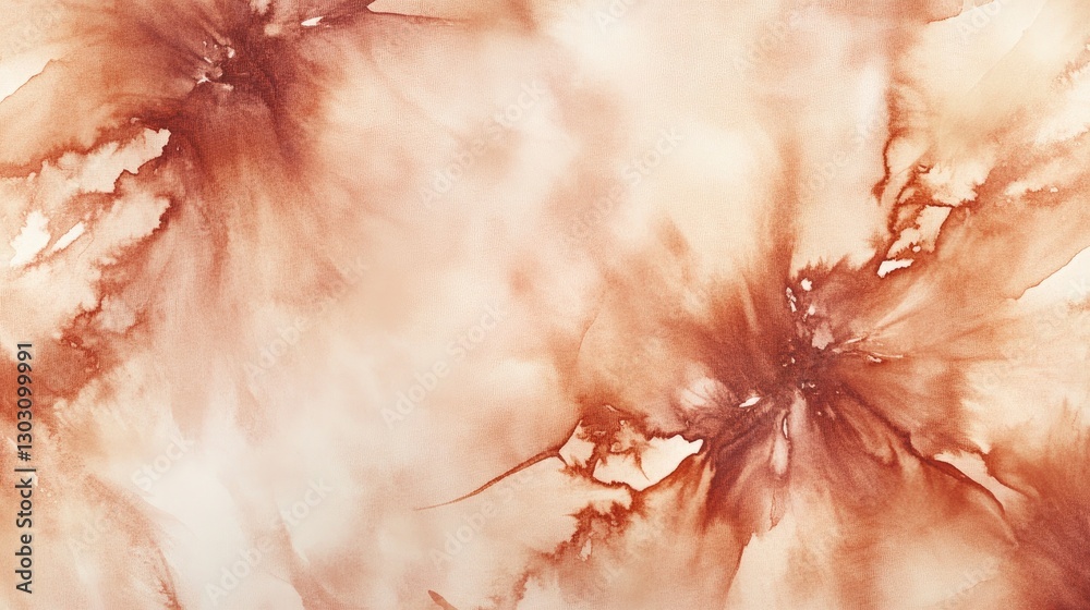 Wall mural watercolor background with a tie-dye pattern in sepia tones, showcasing the unique texture and patte