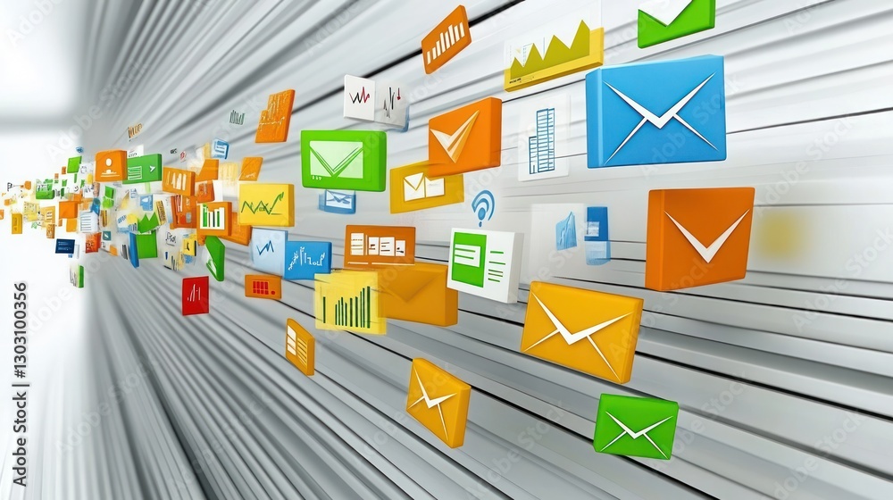 Fototapete digital communication stream: a visual representation of email and data flow in the modern digital a