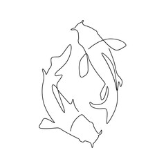 koi fish line art continuous line