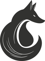Naklejka premium Stylized fox silhouette logo design in black and white.