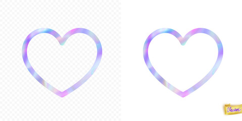 Holographic heart shaped frame sticker isolated. Abstract  trendy banner template. Hologram texture. Premium quality. Modern vector  for mockup design