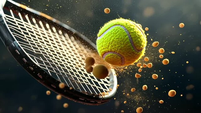 tennis ball on a tennis racket