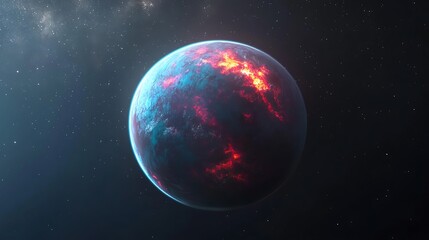 Obraz premium A high-resolution image of a distant exoplaneta??s surface with vivid auroras lighting its poles