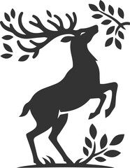 A deer standing on its hind legs, reaching for leaves animal silhouette vector