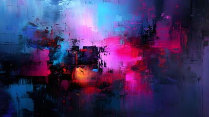 Fototapeta premium A vibrant abstract digital cityscape bathed in blue and purple hues, perfect for futuristic and urban themes