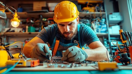 Home Repair Expert, skilled handyman diligently fixing household fixtures, ensuring functionality and safety, focused on maintenance of essential home elements for comfortable living