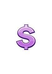 Fototapeta premium Shiny 3D Purple Dollar Sign Vector Icon for Business, Investment, and Financial Growth Concepts