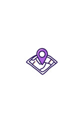 Flat Vector Illustration of a GPS Location Pin on a Folded Map in a Minimalist and Modern Style