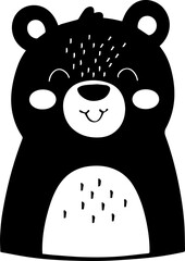 Bear vector design simple illustration on black and white