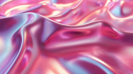 Obraz premium Iridescent silk fabric with flowing textures in vibrant pink and purple hues creates a dreamy and luxurious appearance