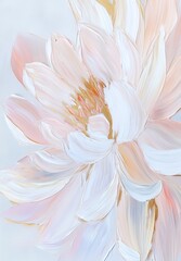 Fototapeta premium Soft pink and white lotus flower with gentle brush strokes on canvas