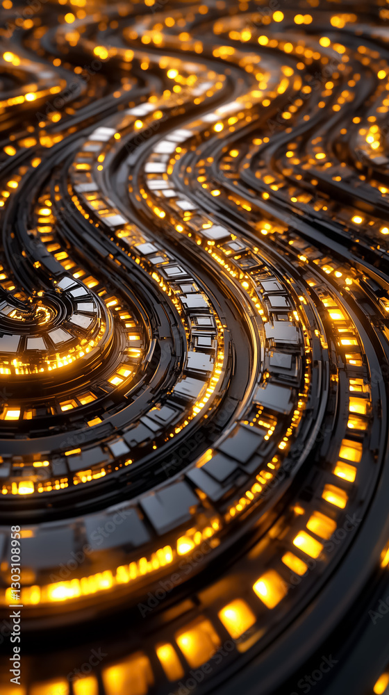 Poster beneath a realm of glowing edges, an abstract fractal labyrinth unfolds, creating an illusion of inf