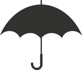 Black silhouette of a classic umbrella icon on a white background.