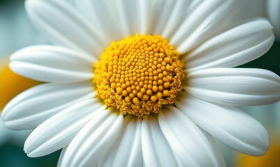 Obraz premium Bright white daisy with prominent yellow center.