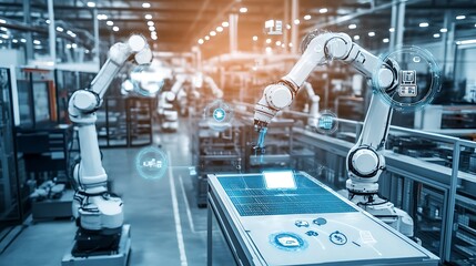 Fototapeta premium Advanced Robotics in Modern Manufacturing: A Glimpse into the Future of Industry 4.0