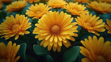Obraz premium Vibrant yellow flowers blooming in a garden. Perfect for spring designs
