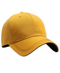 Fototapeta premium Yellow baseball cap mockup, simple blank headwear for branding, isolated on transparent background